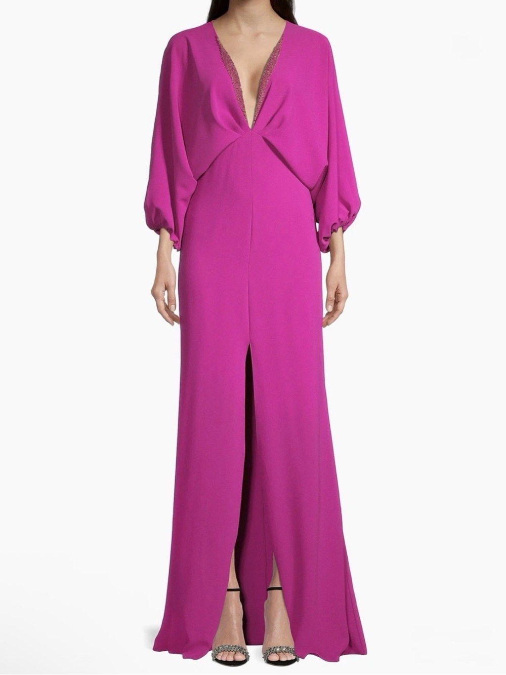Sachin + Babi Elegant Fuchsia Deep-V Evening Gown size 0 New
